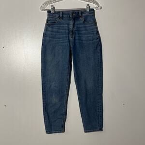 American Eagle Stetch High‎ Rise Blue Mom Jeans Women’s Size 0 Extra Short